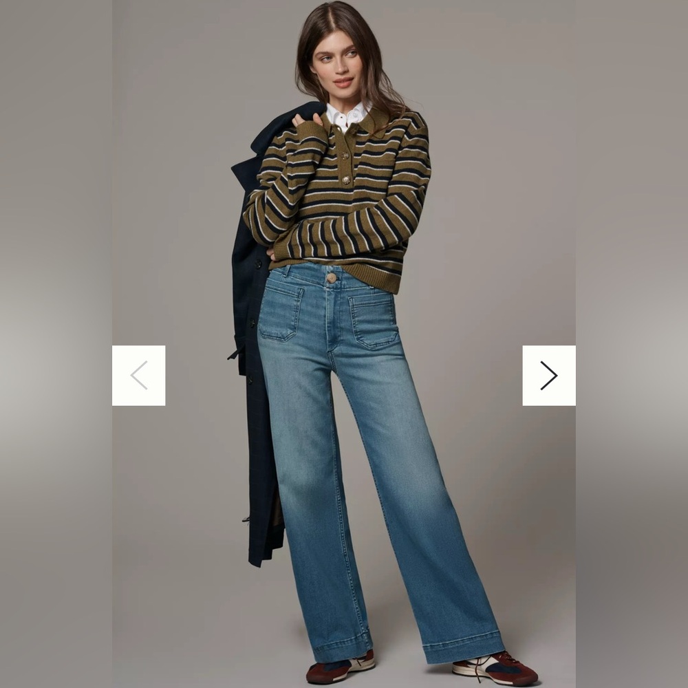 Anthropologie Maeve Colette Full Length Wide Leg Jean Size 31 EUC